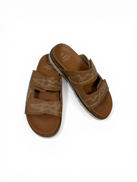 Oasis Society Shoes - Oasis Society Brown Double-Strap Slide Sandals size 9